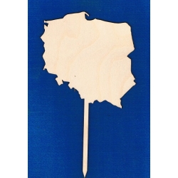 Mapa Polski zarys 15x15cm / wysokość z patyczkiem 26cm / SKLEJKA #3mm , Polska, mapa na patyku